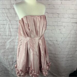B2 jasmine powder Pink taffeta Pleated Strapless dress for Prom wedding sz 20 US